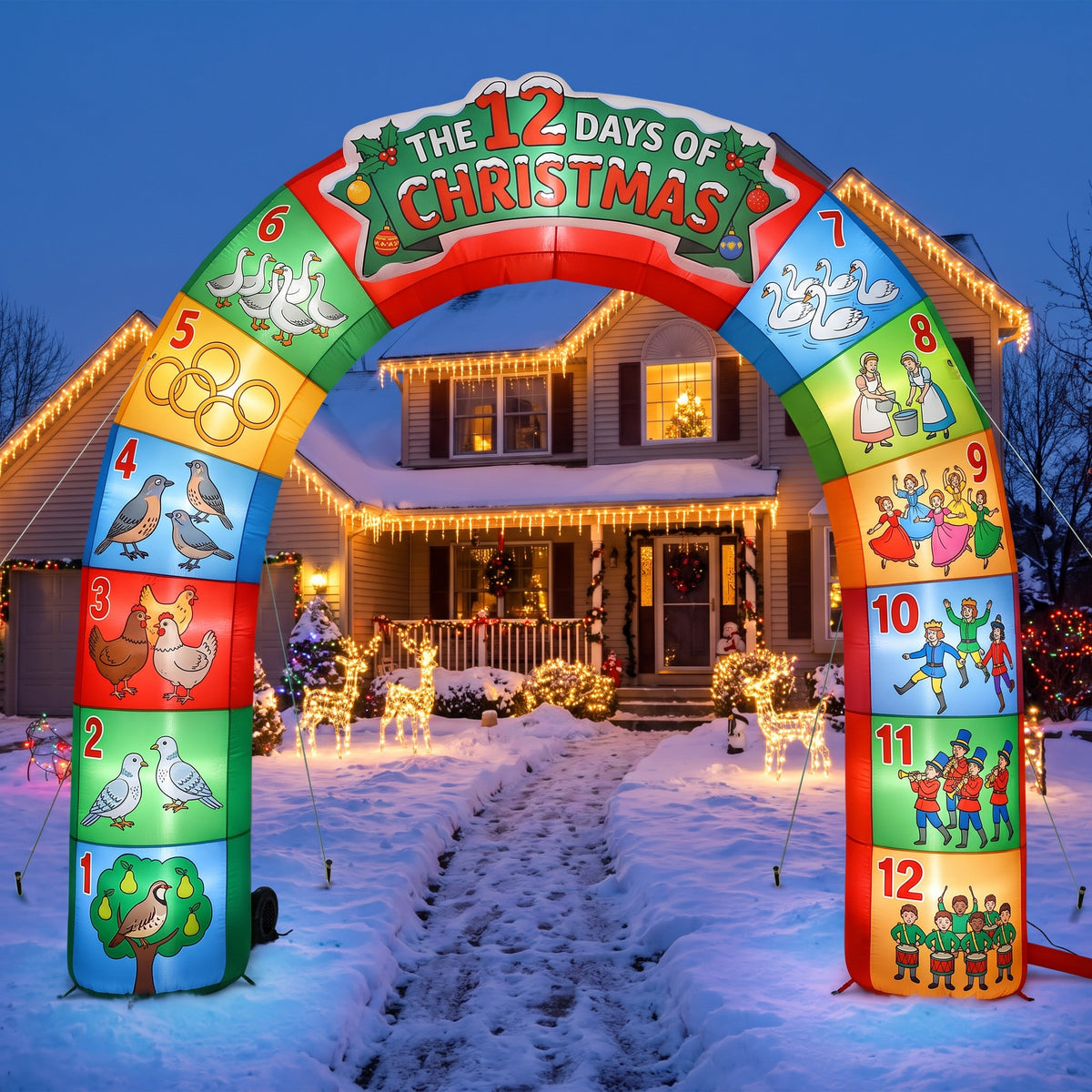 10-Foot Giant Outdoor Illuminated Walkthrough The Twelve Days of Christmas Inflatable Archway Christmas Decor