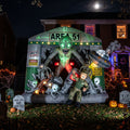 Massive 8-Foot-Tall Alien Invasion / Area 51 Colossal Multi-Tiered Halloween Yard Inflatable Scene Decor Prop