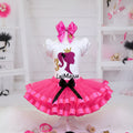 Barbie Pink Silhouette Glitter Tutu Set Girls Personalized Custom Pink Ribbon Sewn Trim Tutu Outfit Dress Theme Cake Smash Birthday Party