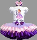 Sofia the First Princess Tutu Set Girls Personalized Custom Pink Purple Ribbon Sewn Trim Tutu Outfit Dress Theme Cake Smash Birthday Party