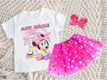 Baby Minnie Tutu Set Girls Personalized Custom Hot Pink Gold Polka Dots Tutu Outfit Dress Theme Cake Smash Birthday Party