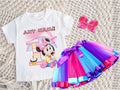 Baby Minnie Tutu Set Girls Personalized Custom Hot Pink Blue Purple Ribbon Tutu Outfit Dress Theme Cake Smash Birthday Party
