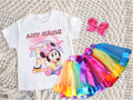 Baby Minnie Tutu Set Girls Personalized Custom Rainbow Ribbon Tutu Outfit Dress Theme Cake Smash Birthday Party