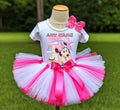 Baby Minnie Tutu Set Girls Personalized Custom Hot Pink White Pink Tutu Outfit Dress Theme Cake Smash Birthday Party