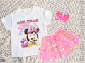 Baby Minnie Tutu Set Girls Personalized Custom Pink Gold Polka Dots Tutu Outfit Dress Theme Cake Smash Party