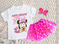 Baby Minnie Tutu Set Girls Personalized Custom Hot Pink Gold Polka Dots Tutu Outfit Dress Theme Cake Smash Party