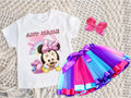 Baby Minnie Tutu Set Girls Personalized Custom Hot Pink Blue Purple Ribbon Tutu Outfit Dress Theme Cake Smash Party