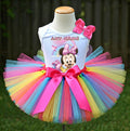 Baby Minnie Tutu Set Girls Personalized Custom Rainbow Tutu Outfit Dress Theme Cake Smash Party