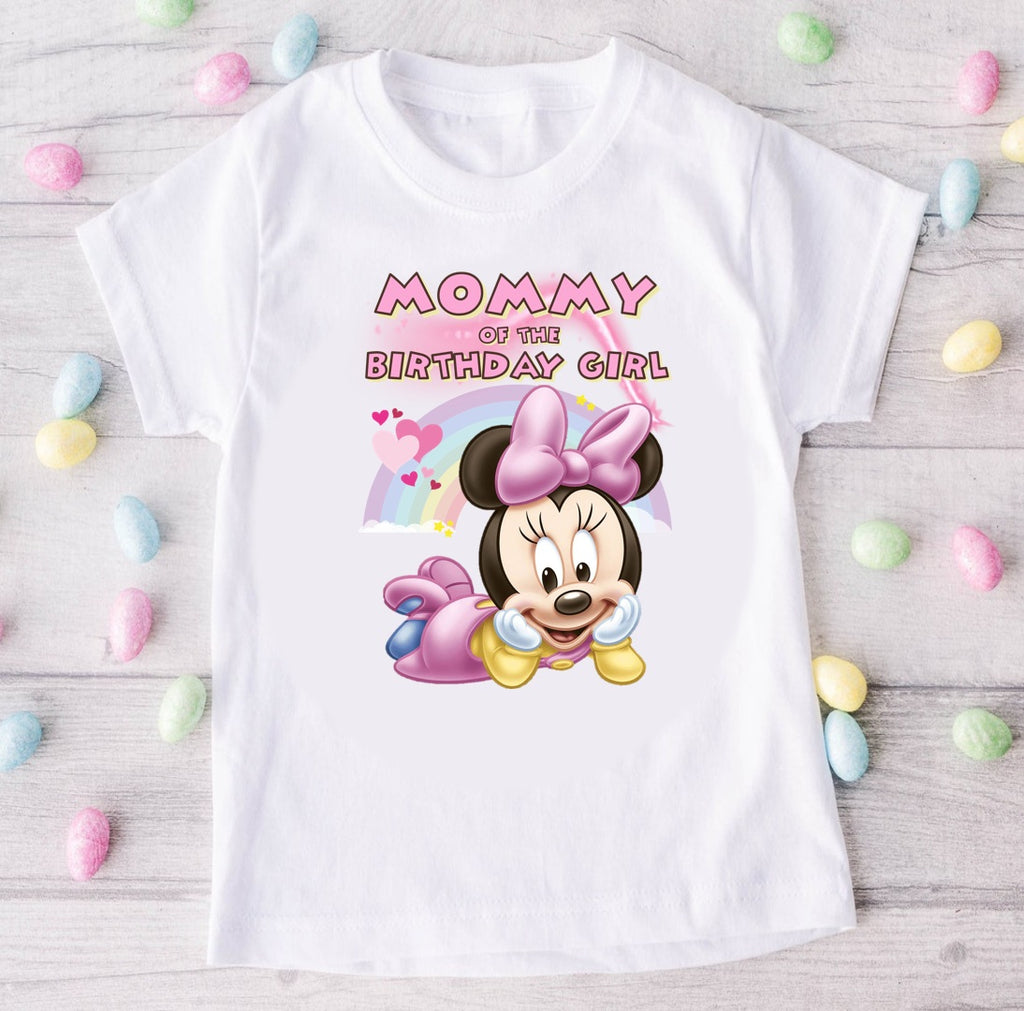 Baby Minnie Personalized Custom White Family T-Shirt or Onesie Pack Theme Cake Smash Birthday Party