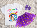 Bluey and Bingo Hug Tutu Set Girls Personalized Custom Purple Gold Polka Dots Tutu Outfit Dress Theme Cake Smash Birthday Party