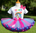 Bluey and Bingo Hug Tutu Set Girls Personalized Custom Hot Pink Blue Purple Ribbon Sewn Trim Tutu Outfit Dress Theme Cake Smash Birthday Party