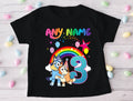 Bluey and Bingo Hug Personalized Custom Black T-Shirt or Onesie Theme Cake Smash Birthday Party