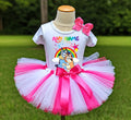 Bluey and Bingo Hug Tutu Set Girls Personalized Custom Hot Pink White Pink Tutu Outfit Dress Theme Cake Smash Birthday Party