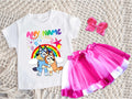 Bluey and Bingo Hug Tutu Set Girls Personalized Custom Hot Pink White Pink Ribbon Tutu Outfit Dress Theme Cake Smash Party