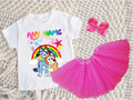 Bluey and Bingo Hug Tutu Set Girls Personalized Custom Hot Pink 3 Layer Tutu Outfit Dress Theme Cake Smash Party