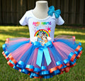 Bluey and Bingo Hug Tutu Set Girls Personalized Custom Pink Blue Orange Ribbon Sewn Trim Tutu Outfit Dress Theme Cake Smash Party