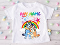 Bluey and Bingo Hug Personalized Custom White T-Shirt or Onesie Theme Cake Smash Party