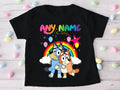 Bluey and Bingo Hug Personalized Custom Black T-Shirt or Onesie Theme Cake Smash Party
