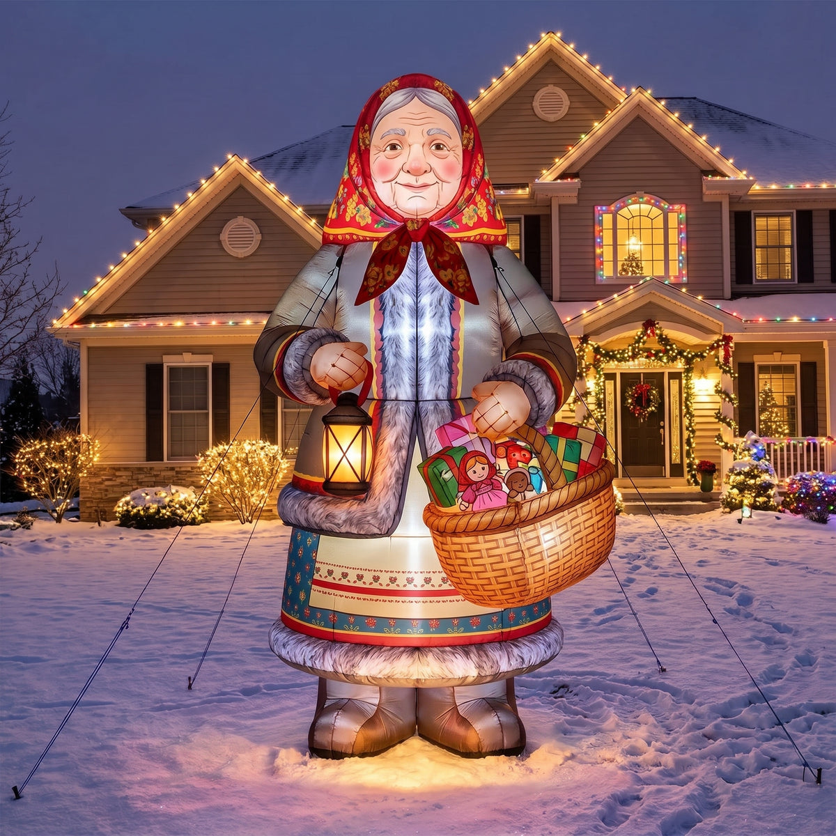 10-Foot Giant Outdoor Baboushka Inflatable with LED Illumination Christmas Blow Up Yard Decor