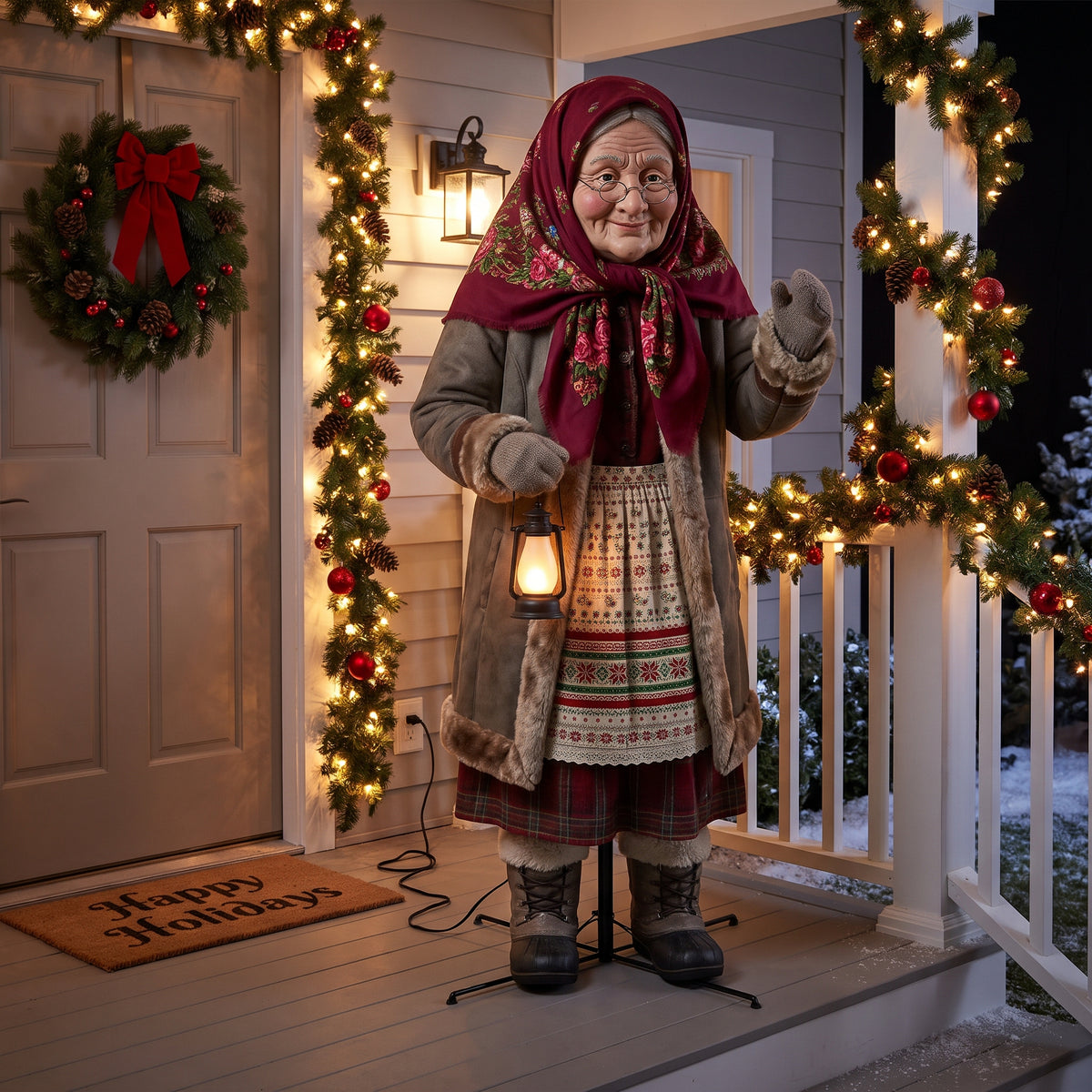 6' Christmas Baboushka Figure Music Lights Motion Sensor Christmas Home Decor Accent Yard Prop
