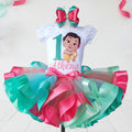 Princess Baby Moana Tutu Set Girls Personalized Custom Pink Aqua Blue Ribbon Sewn Trim Tutu Outfit Dress Theme Cake Smash Birthday Party