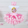 Princess Peach Tutu Set Girls Personalized Custom Pink Hot Pink Ribbon Sewn Trim Tutu Outfit Dress Theme Cake Smash Birthday Party