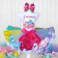 My Little Pony FIM Tutu Set Girls Personalized Custom Multicolor Ribbon Sewn Trim Tutu Outfit Dress Theme Cake Smash Birthday Party