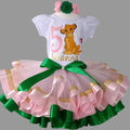 Lion King Simba Cub Tutu Set Girls Personalized Custom Pink Green Ribbon Sewn Trim Tutu Outfit Dress Theme Cake Smash Birthday Party