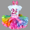 Trolls Poppy Tutu Set Girls Personalized Custom Multicolor Rainbow Ribbon Sewn Trim Tutu Outfit Dress Theme Cake Smash Birthday Party