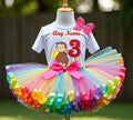Curious George Tutu Set Girls Personalized Custom Rainbow Ribbon Sewn Trim Tutu Outfit Dress Theme Cake Smash Birthday Party