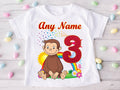 Curious George Personalized Custom White T-Shirt or Onesie Theme Cake Smash Birthday Party