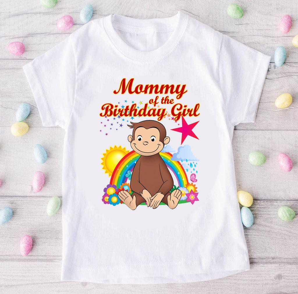 Curious George Personalized Custom White Family T-Shirt or Onesie Pack Theme Cake Smash Birthday Party
