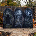 7.2ft Cursed Graveyard / Mausoleum Theme Halloween Arch Fabric Backdrop Cover - Multi-Panel Event Backdrop Decor Prop