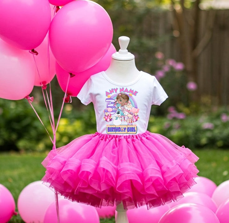 Doc McStuffins Tutu Set Girls Personalized Custom Hot Pink Tutu Outfit Dress Theme Cake Smash Birthday Party