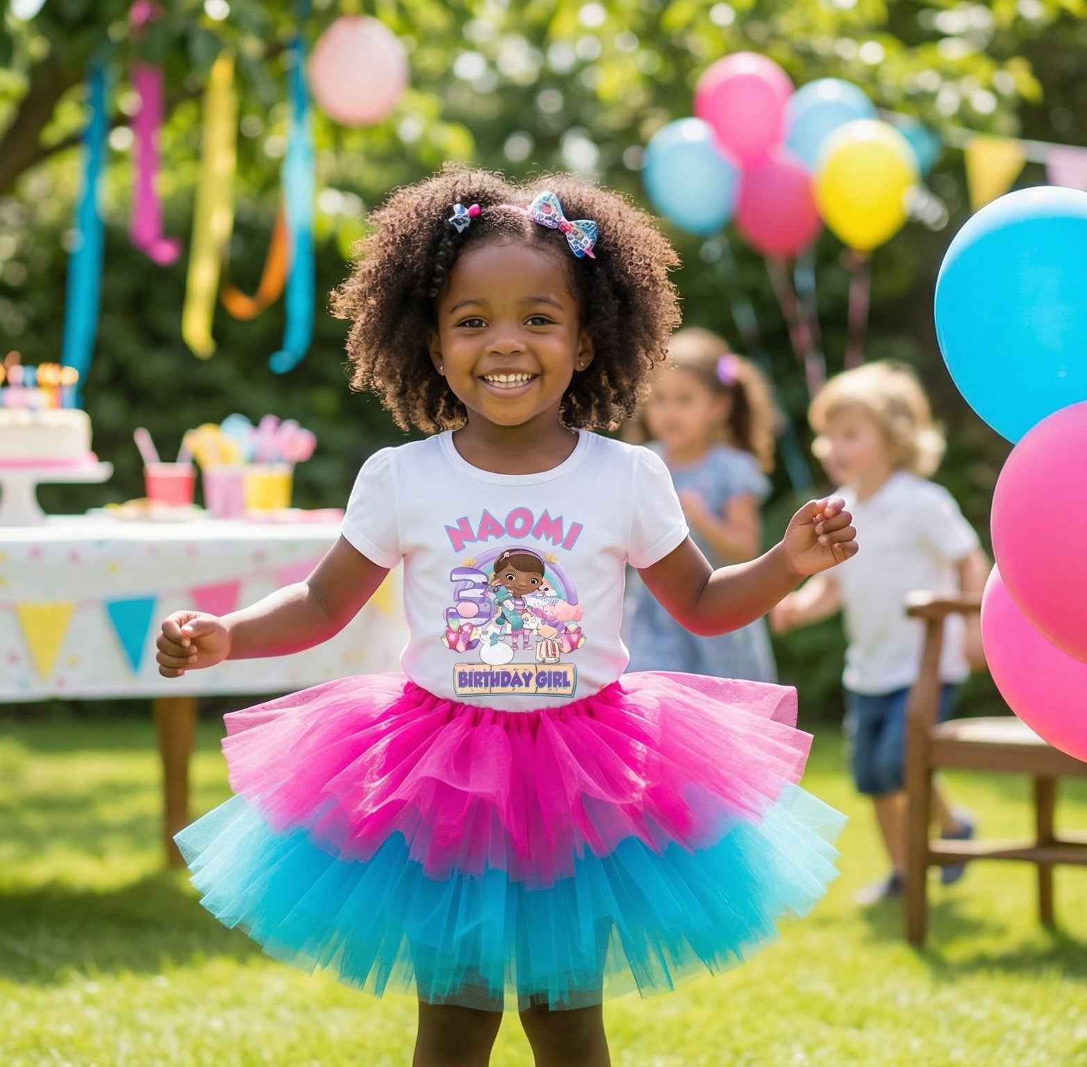 Doc McStuffins Tutu Set Girls Personalized Custom Hot Pink Blue Tutu Outfit Dress Theme Cake Smash Birthday Party
