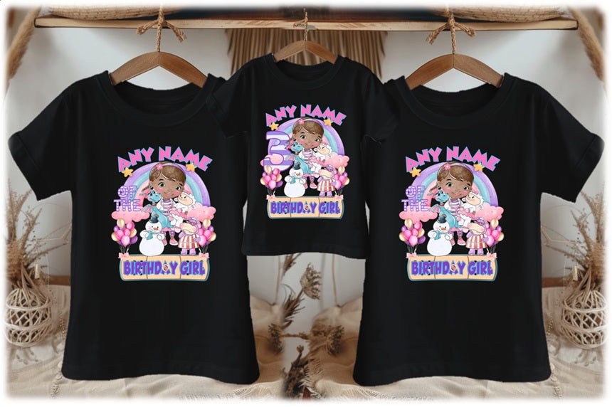 Doc McStuffins Personalized Custom Black Family T-Shirt or Onesie Pack Theme Cake Smash Birthday Party