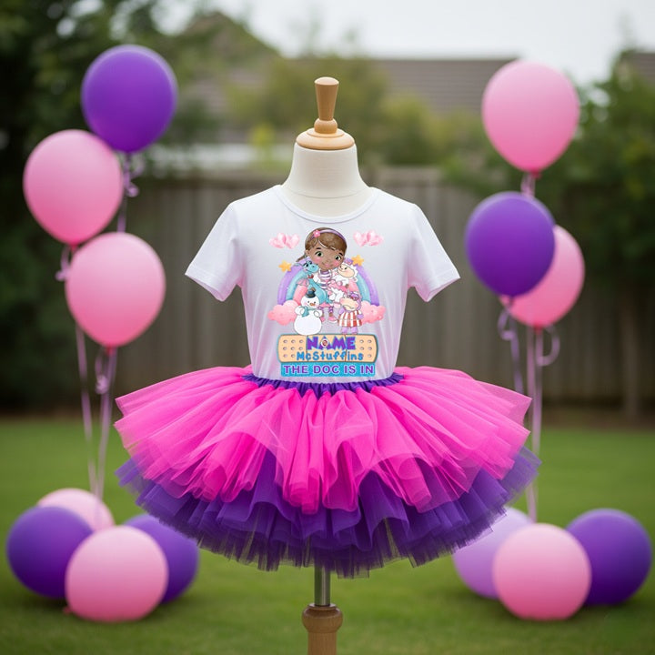 Doc McStuffins Tutu Set Girls Personalized Custom Hot Pink Purple Tutu Outfit Dress Theme Cake Smash Party