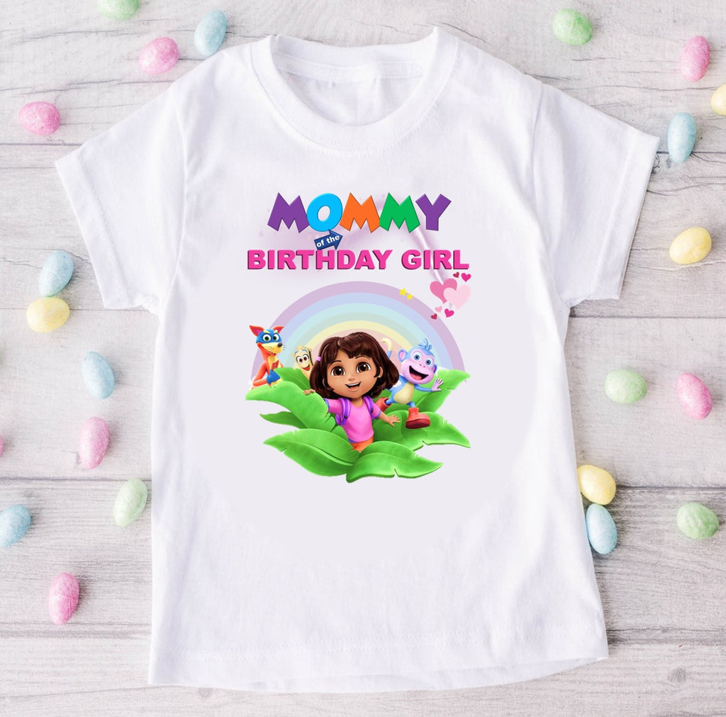 Dora the Explorer Personalized Custom White Family T-Shirt or Onesie Pack Theme Cake Smash Birthday Party