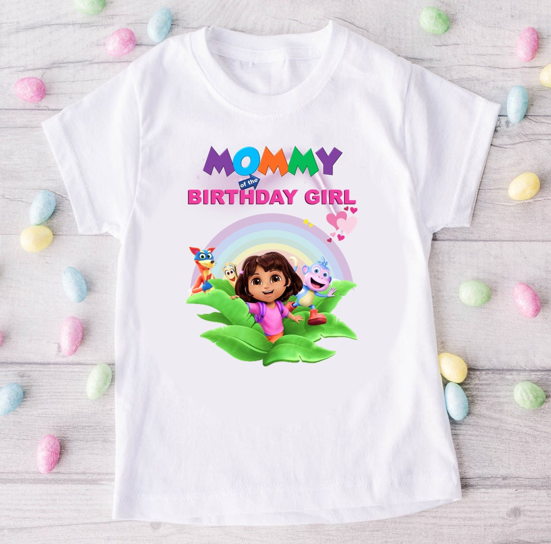 Dora the Explorer Personalized Custom White Family T-Shirt or Onesie Pack Theme Cake Smash Birthday Party