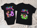 Dora the Explorer Personalized Custom Black Family T-Shirt or Onesie Pack Theme Cake Smash Birthday Party