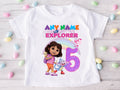 Dora the Explorer Personalized Custom White T-Shirt or Onesie Theme Cake Smash Birthday Party