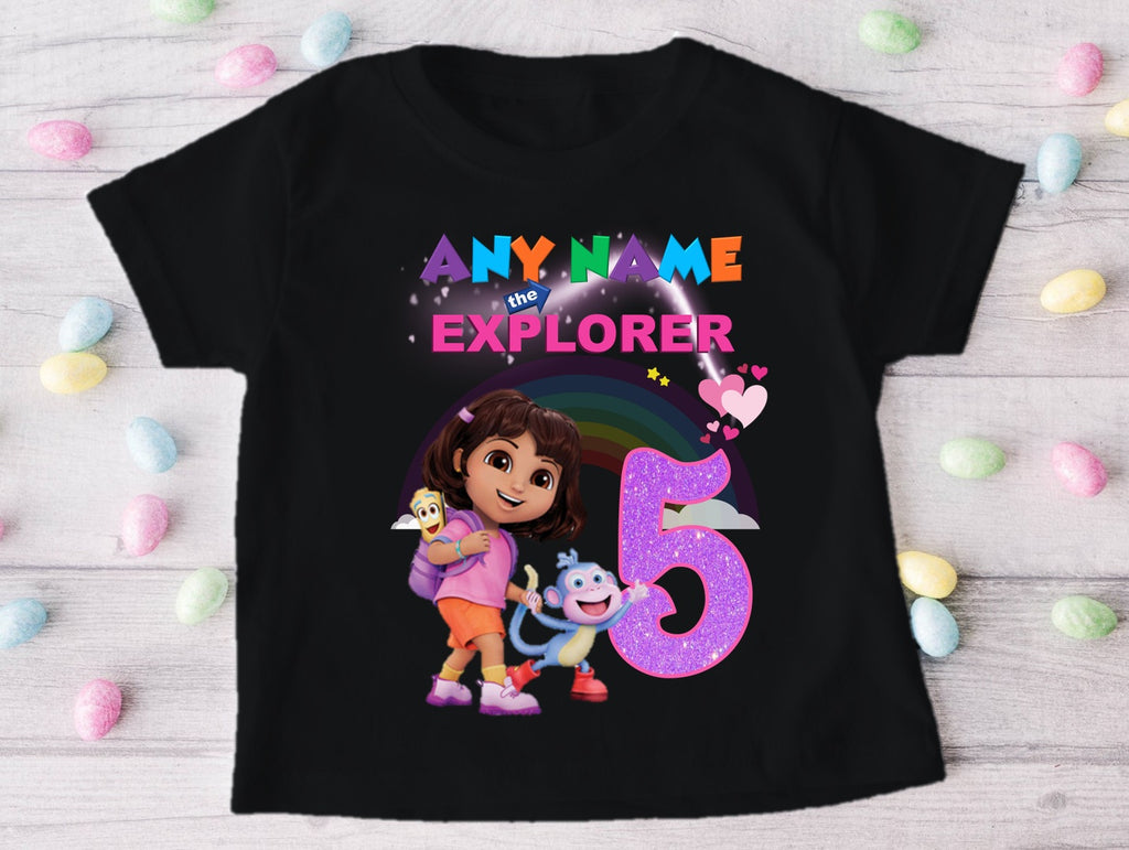 Dora the Explorer Personalized Custom Black Family T-Shirt or Onesie Pack Theme Cake Smash Birthday Party