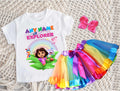 Dora the Explorer Tutu Set Girls Personalized Custom Rainbow Ribbon Tutu Outfit Dress Theme Cake Smash Party