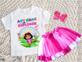 Dora the Explorer Tutu Set Girls Personalized Custom Hot Pink White Pink Ribbon Tutu Outfit Dress Theme Cake Smash Party