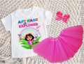 Dora the Explorer Tutu Set Girls Personalized Custom Hot Pink 3 Layer Tutu Outfit Dress Theme Cake Smash Party