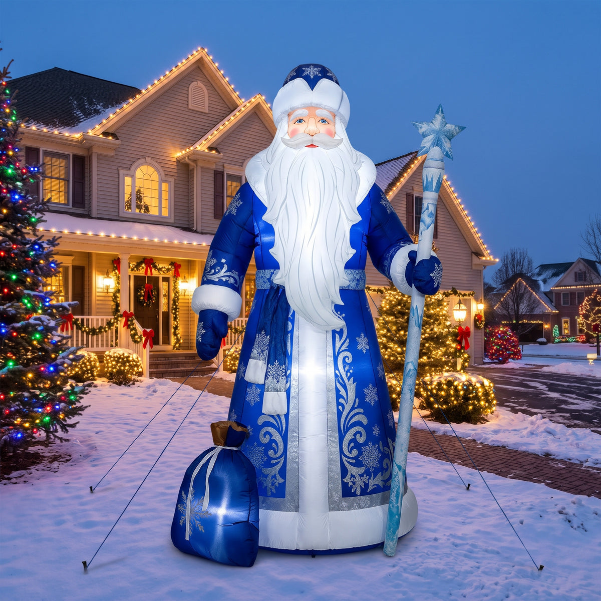 10-Foot Giant Outdoor Ded Moroz Inflatable with LED Illumination Christmas Blow Up Yard Decor