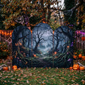 7.2ft Enchanted / Cursed Forest Theme Halloween Arch Fabric Backdrop Cover - Multi-Panel Event Backdrop Decor Prop