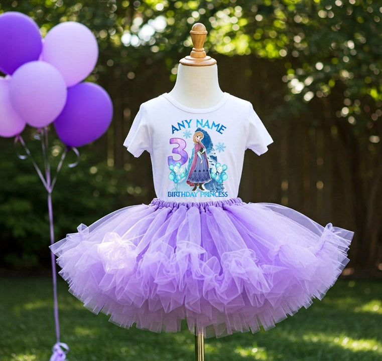 Frozen Princess Anna Tutu Set Girls Personalized Custom Light Purple Tutu Outfit Dress Theme Cake Smash Birthday Party