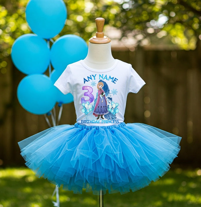 Frozen Princess Anna Tutu Set Girls Personalized Custom Blue Tutu Outfit Dress Theme Cake Smash Birthday Party