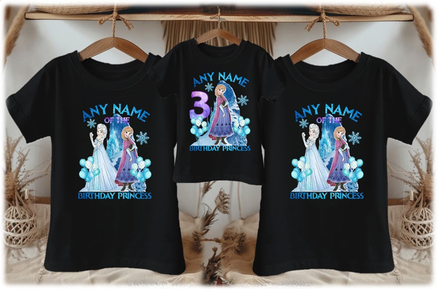 Frozen Princess Anna Personalized Custom Black Family T-Shirt or Onesie Pack Theme Cake Smash Birthday Party